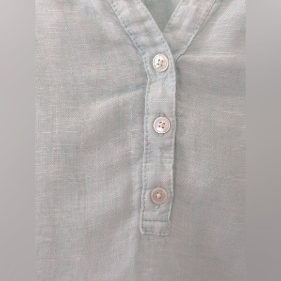 Lilly Pulitzer 100% Linen Long Sleeve Popover Top Size Medium‎ Seafoam Green - Picture 3 of 8